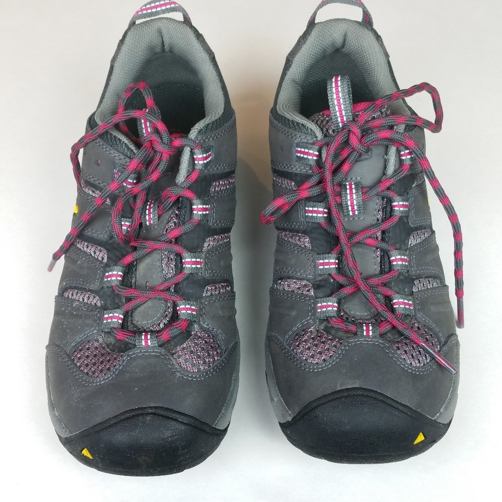 Keen Women's Gray and Pink Lace-Up Trail Sneakers